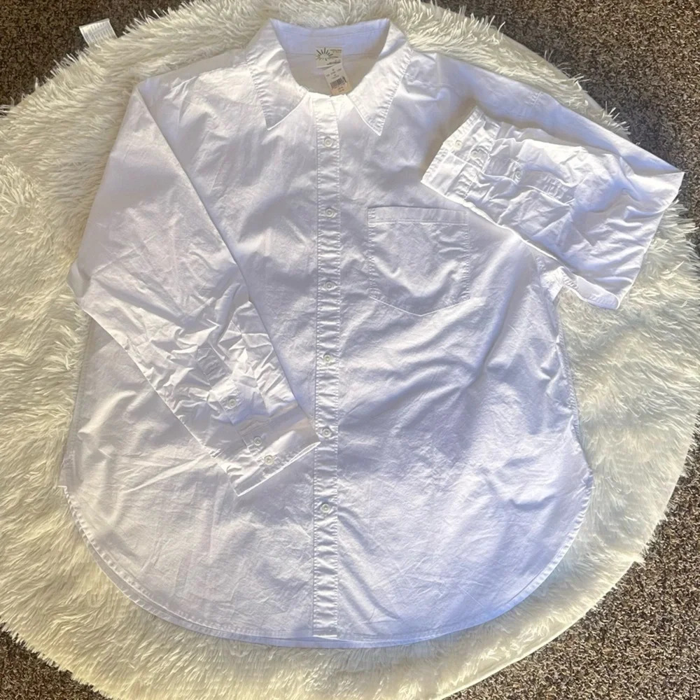 NWT OFFLINE Long Sleeve womens poplin Button Up Shirt Sz M casual, preppy - Picture 8 of 10